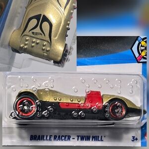 Hot Wheels Braille Racer Twin Mill Race Car For The Blind  NEW